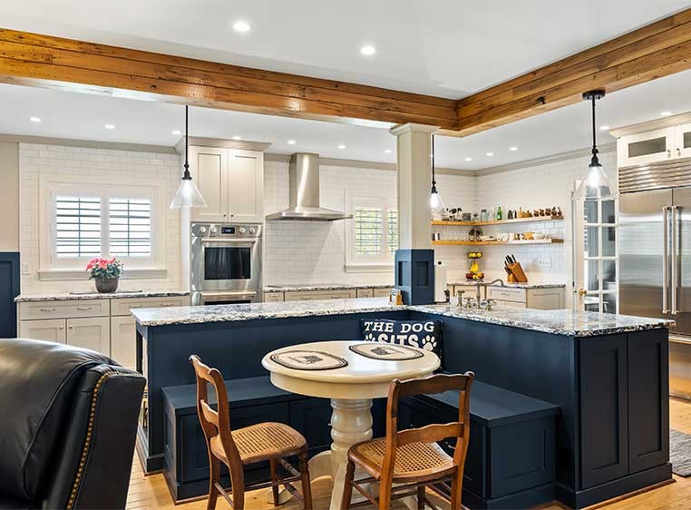 Modern kitchen and dining room